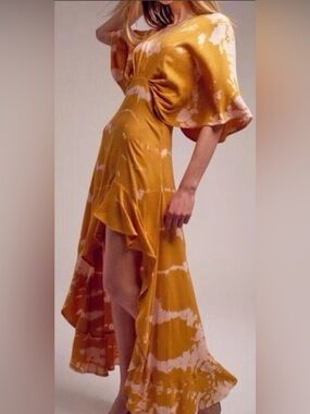 Young Fabulous & Broke Golden Mustard Tie-Dye High-Low Dress